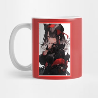 Aesthetic Anime Girl Red White Black | Quality Aesthetic Anime Design | Chibi Manga Anime Art Mug